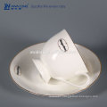 Custom Bone china High brightness White Custom Logo Fine Ceramic cup and saucer